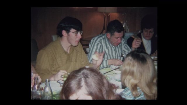 1968 Family Thanksgiving in paneled basement
