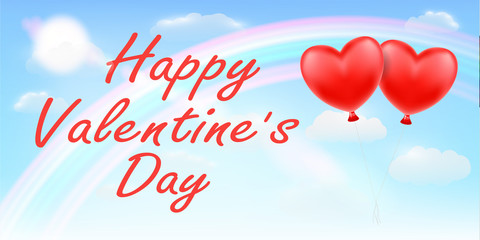 happy valentine's day with rainbow sky vector © siiixth