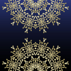 Luxury invitation template with decorative mandala. Golden lace ornament with place for text. For invitation or present card, vintage booklet, web backgrounds
