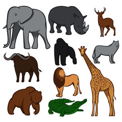 Set of cartoon animals