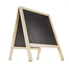 Blank chalk board on stand. 3d illustration