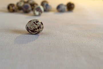 Quail egg on a linen