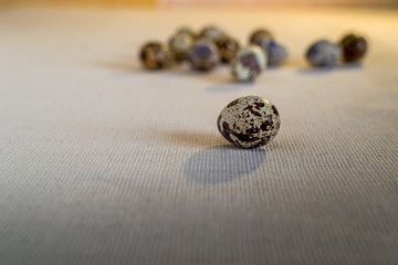Quail egg on a linen