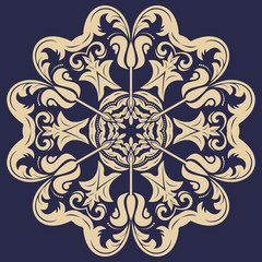 Elegant vector round golden ornament in classic style. Abstract traditional pattern with oriental elements. Classic vintage pattern