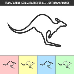 Simple outline transparent kangaroo icon on different types of light backgrounds