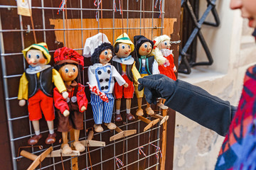 puppets doll for sale as souvenir at the market