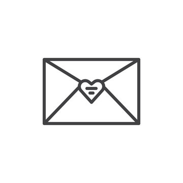 Love letter line icon, outline vector sign, linear style pictogram isolated on white. Valentines day greeting card symbol, logo illustration. Editable stroke