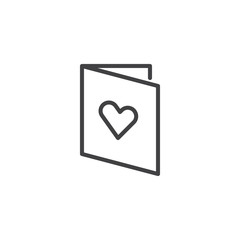 Love card line icon, outline vector sign, linear style pictogram isolated on white. Valentine love letter symbol, logo illustration. Editable stroke