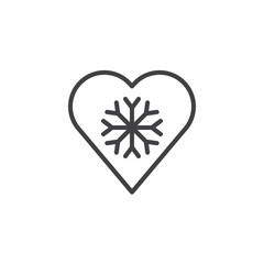 Cold heart line icon, outline vector sign, linear style pictogram isolated on white. Symbol, logo illustration. Editable stroke