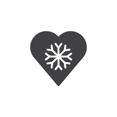 Cold heart icon vector, filled flat sign, solid pictogram isolated on white. Symbol, logo illustration.