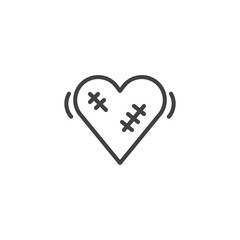 Patched heart line icon, outline vector sign, linear style pictogram isolated on white. Symbol, logo illustration. Editable stroke