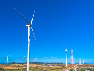Wind turbine for electricity generation in the filed.