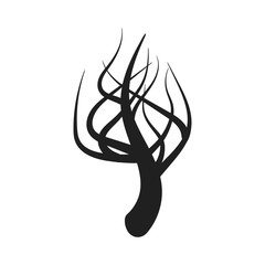 Tree silhouette isolated illustration on white background