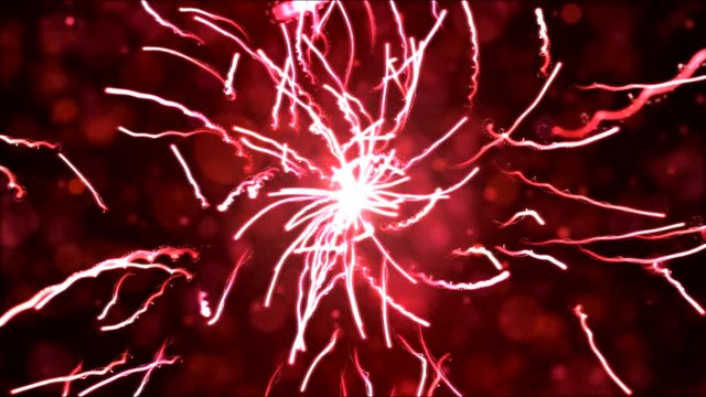 Bright Chaotic Shooting Particle Strokes Animation - Loop Red