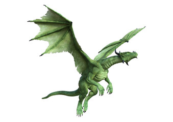 3D Rendering Fantasy Dragon on White