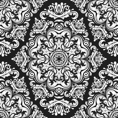 Fototapeta premium Classic seamless vector pattern. Damask orient ornament. Classic vintage black and white background