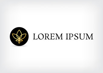 lotus vector logo design template, minimal line flower icon, elegant floral abstract sign, vector illustration