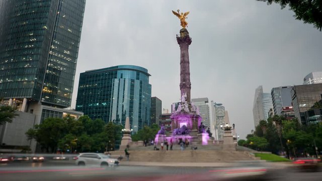 Mexico city Angel statue monument time lapse