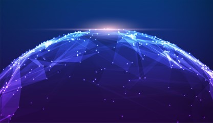 Abstract background of a sphere, triangles and dots