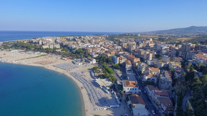 Fototapeta na wymiar Beach and coastline of Caminia, Calabria aerial view
