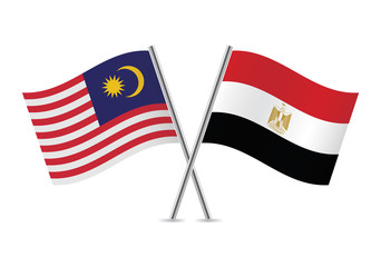 Malaysia and Egypt flags. Vector illustration.