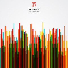 Abstract geometric lines straight overlap multicolor on white background.