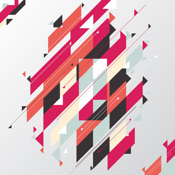 Abstract geometric modern diagonal and triangle element red tone color background.