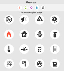 fire brigade vector icons for web and user interface design