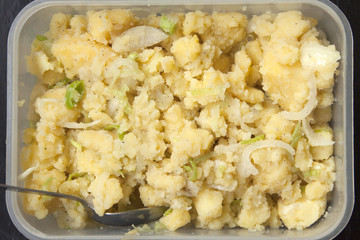 Homemade potato salad with onion