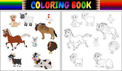 Coloring book farm animals collection
