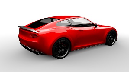 Fototapeta na wymiar red sports car isolated on white background, 3d render, generic design, non-branded