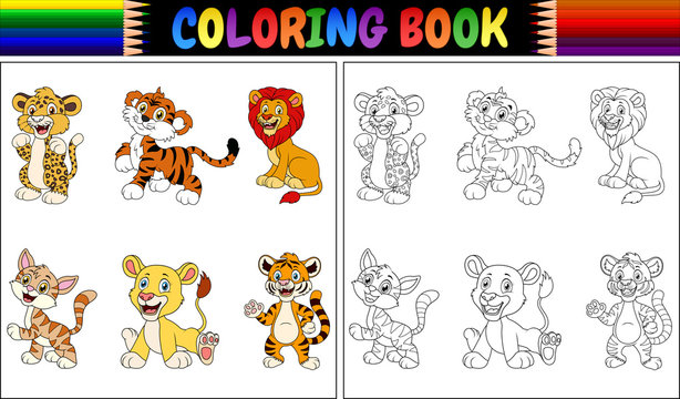 Coloring book with wild cats collection 