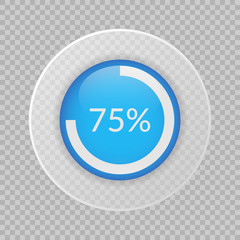 75 percent pie chart on transparent background. Percentage vector infographics. Circle diagram isolated. Business illustration icon for marketing project, finance, financial report, web design