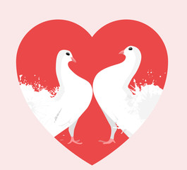 Illustration of white doves in the heart. Lovers. Valentine Day. Vector element for postcards and your creativity