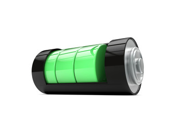 Battery charging with coloured indicator. 3D Rendering