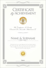 Retro vintage certificate or diploma vector template