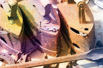 old horseshoe and irons