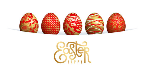 Easter card with Easter eggs and lettering 