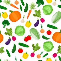 Seamless pattern with colorful vegetables