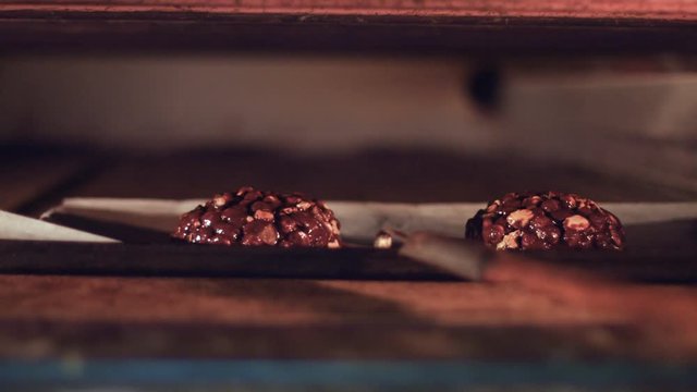 Cooking in oven a traditional chocolate patries 4k21
