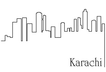 Karachi city one line drawing background