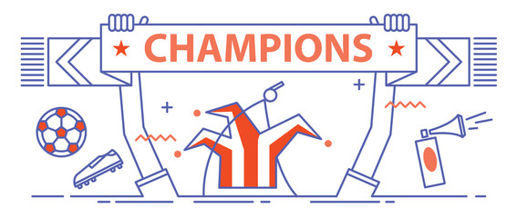 Football Supporter holding up a scarf.