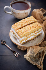 Two pieces of sweet homemade cake