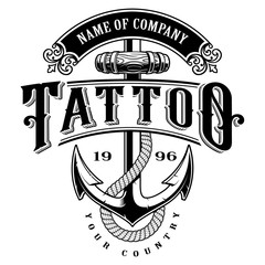 Tattoo lettering illustration with anchor (for white background) © Harry Kasyanov