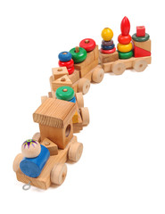 Wooden train puzzle with coaches