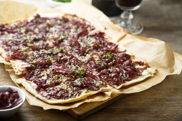 Pear, onion marmalade and Stilton pie