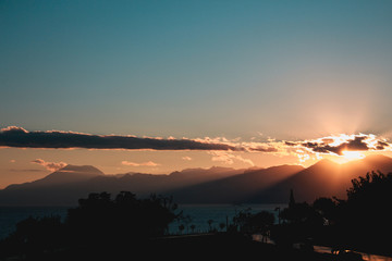 sunset and sea landscape view from  the park