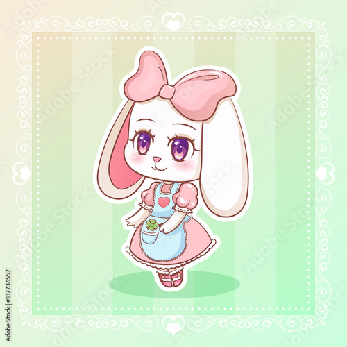 Sweet Rabbit Little Cute Kawaii Anime Cartoon Bunny Girl In