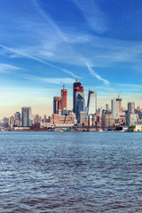 Fototapeta na wymiar New York City midtown Manhattan sunset skyline panorama view over Hudson River