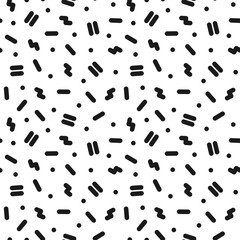 Seamless trendy pattern in retro memphis style, fashion 80s - 90s. Abstract geometric background.